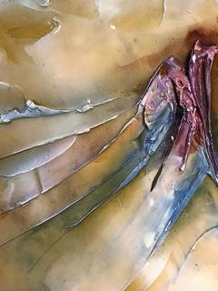 Signed Modernist Abstract Lacquer Design Triptych Paintings - 413461