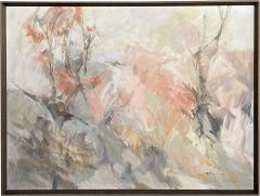 Signed R M Burrer Abstract Expressionist Painting Trees in October 1964 - 4393290