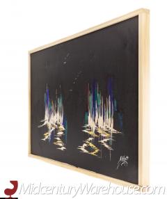 Signed Sailboat Seascape Mid Century Oil Painting on Canvas - 2574840