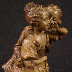 Signed terracotta sculpture gallant scene - 4212060