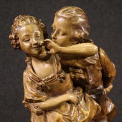 Signed terracotta sculpture gallant scene - 4212062
