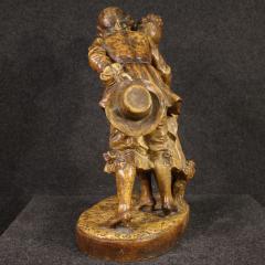 Signed terracotta sculpture gallant scene - 4212064