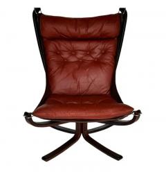 Sigurd Ressell Mid Century Danish Modern Sling Lounge Chair in Rosewood and Burgundy Leather - 3799191