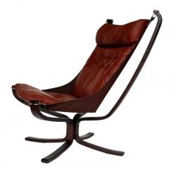 Sigurd Ressell Mid Century Danish Modern Sling Lounge Chair in Rosewood and Burgundy Leather - 3799194