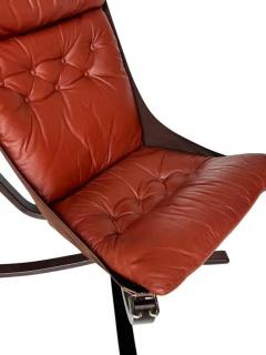 Sigurd Ressell Mid Century Danish Modern Sling Lounge Chair in Rosewood and Burgundy Leather - 3799207