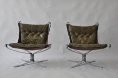 Sigurd Ressell Pair of Sigurd Ressell Leather Falcon Chairs - 394169