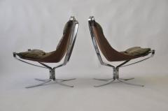 Sigurd Ressell Pair of Sigurd Ressell Leather Falcon Chairs - 394172