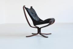 Sigurd Ressell Sigurd Ressell Falcon lounge chair in black leather Vatne Norway 1970 - 3903627