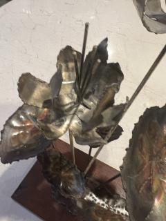 Silas Seandel BRUTALIST FLOWER SCULPTURE ON WOOD BASE - 3617279