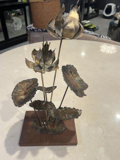 Silas Seandel BRUTALIST FLOWER SCULPTURE ON WOOD BASE - 3617280