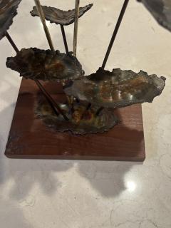 Silas Seandel BRUTALIST FLOWER SCULPTURE ON WOOD BASE - 3617282