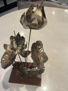 Silas Seandel BRUTALIST FLOWER SCULPTURE ON WOOD BASE - 3617283