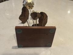 Silas Seandel BRUTALIST FLOWER SCULPTURE ON WOOD BASE - 3617286