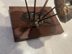 Silas Seandel BRUTALIST FLOWER SCULPTURE ON WOOD BASE - 3617287