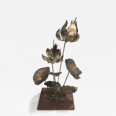 Silas Seandel BRUTALIST FLOWER SCULPTURE ON WOOD BASE - 3620235
