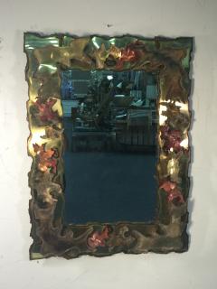 Silas Seandel BRUTALIST MIXED METALS TORCH CUT WALL MIRROR - 679880