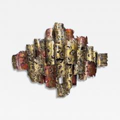 Silas Seandel Brutalist Silas Seandel Cathedral Torch Cut Wall Sculpture Brass Mixed Metal - 4731016