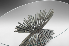 Silas Seandel Brutalist Tubular Steel Coffee Table with a Glass Top By Silas Seandel c 1970 - 2554634