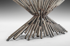 Silas Seandel Brutalist Tubular Steel Coffee Table with a Glass Top By Silas Seandel c 1970 - 2554744