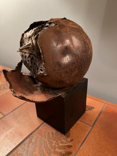 Silas Seandel DETAILED BRUTALIST TORCH CUT MIXED METALS CHICK HATCHING FROM EGG SCULPTURE - 3354739