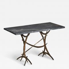 Silas Seandel Freeform Console Table with Bronzed Steel and Marble USA 1970s - 4787265