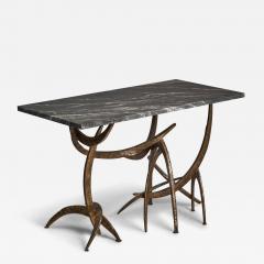 Silas Seandel Freeform Console with Bronzed Steel and Marble USA 1970s - 4787266