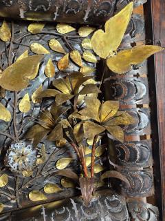 Silas Seandel Large 1970s Mixed Metal Botanical Wall Sculpture with Butterflies 59 Inches - 4768999