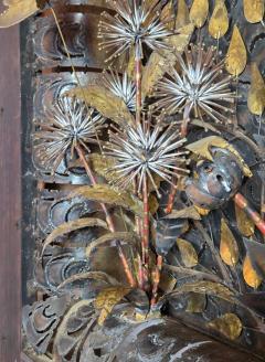Silas Seandel Large 1970s Mixed Metal Botanical Wall Sculpture with Butterflies 59 Inches - 4769017