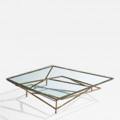 Silas Seandel Large Coffee Table with Bronze and Glass USA 1980s - 4787267