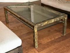 Silas Seandel Large Mid Century Double Tier Bronze Coffee Table by Silas Seandel 1970 Signed - 4116818