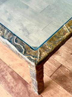 Silas Seandel Large Mid Century Double Tier Bronze Coffee Table by Silas Seandel 1970 Signed - 4116823