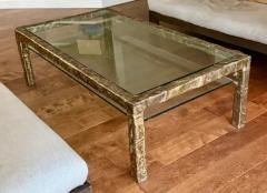 Silas Seandel Large Mid Century Double Tier Bronze Coffee Table by Silas Seandel 1970 Signed - 4116831