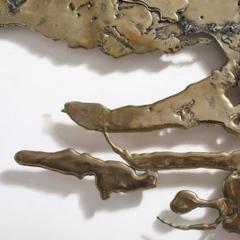 Silas Seandel Mid Century Brass Aluminum Splash Molten Wall Sculpture Signed Silas Seandel - 4489918