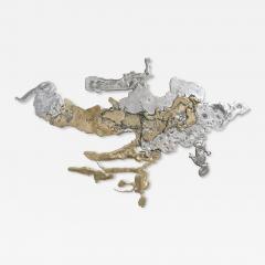 Silas Seandel Mid Century Brass Aluminum Splash Molten Wall Sculpture Signed Silas Seandel - 4491404