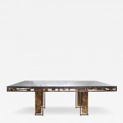 Silas Seandel Silas Seandel Artisan Brazed Brass and Steel Dining Table 1970s Signed  - 3064690