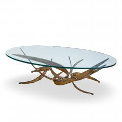 Silas Seandel Silas Seandel Brutalist Mid Century Glass and Gilt Bronze Coffee Table - 4547662