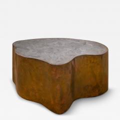 Silas Seandel Silas Seandel Free Form Coffee Table in Patinated Bronze Pewter 1970s Signed  - 4104386