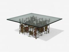 Silas Seandel Silas Seandel Style Brutalist Modern Metal Glass Coffee Table USA 1970s - 4279865