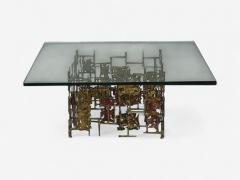 Silas Seandel Silas Seandel Style Brutalist Modern Metal Glass Coffee Table USA 1970s - 4279866