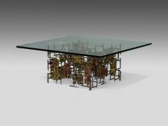 Silas Seandel Silas Seandel Style Brutalist Modern Metal Glass Coffee Table USA 1970s - 4279867