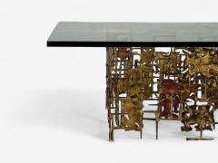 Silas Seandel Silas Seandel Style Brutalist Modern Metal Glass Coffee Table USA 1970s - 4279868