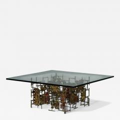 Silas Seandel Silas Seandel Style Brutalist Modern Metal Glass Coffee Table USA 1970s - 4279989