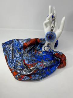 Silk Neck Scarf from Como Italy with Murano Elements - 2765526