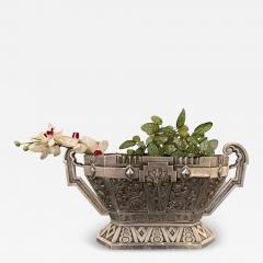 Silver Art Deco Jardiniere Bronze Bowl with Modernist Detailing - 4143616