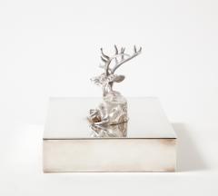 Silver Box with Deer Ornament on Lid France c 1940 - 3325369