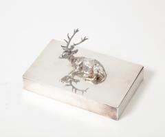 Silver Box with Deer Ornament on Lid France c 1940 - 3325370