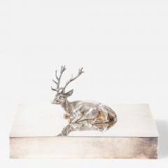 Silver Box with Deer Ornament on Lid France c 1940 - 3331313