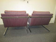 Silver Craft Magnificent Pair of Angled Chrome Flat Bar Lounge Chairs - 1843522