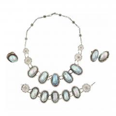 Silver Filigree And Mother Of Pearl Jewelry Set - 4054254