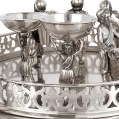 Silver Jewish multi tiered Passover Seder tray - 3943043
